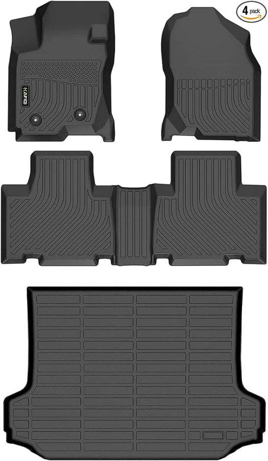 All Weather Floor Mats & Cargo Liner for Toyota RAV4 2006-2012 Without 3rd Row Seat Custom Fit Full Set Accessories - Black