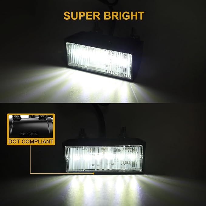 2Pcs LED License Plate Lights, 10V/30V Submersible 6 SMD Car Rear License Plate Lamps for Car, Trailer, Lorry, Caravan, Boat, Vehicle or Truck DOT SAE Compliant, ABS Housing