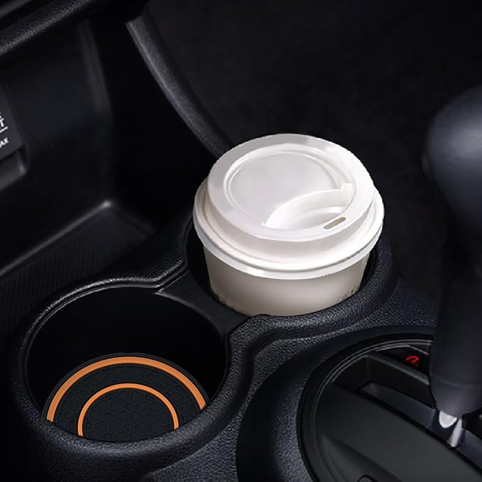 2 Pack Car Coasters for Cup Holder, 2.75 Inch Universal Auto Waterproof Coasters Silicon Insulation Cup Mats,No-Slip Anti Dust Insert Coaster for Woman Man, Suit for Vehicle Interior (2, Orange)