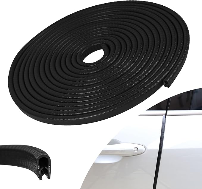 Wuyaoyao 13.1Ft (4M) Car Door Edge Guards, Rubber U Shape Automotive Door Entry Guard Protector Strip, No Glue Required, Universal Vehicle Doors Edge Trim, Exterior Car Accessories (Black, 13.1FT)
