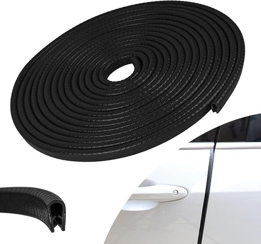 Wuyaoyao 16.4Ft (5M) Car Door Edge Guards, Rubber U Shape Automotive Door Entry Guard Protector Strip, No Glue Required, Universal Vehicle Doors Edge Trim, Exterior Car Accessories (Black, 16.4FT)