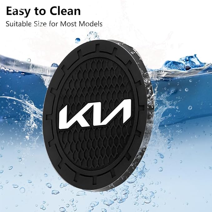 Car Cup Holder Insert Coaster for KIA K5 K7 Sportage Soul NIRO Sorento Sedona Rio Forte Optima Stinger Cadenza, Anti Slip Silicone Cup Coaster, 2.75 Inches, Black, Interior Accessories 01