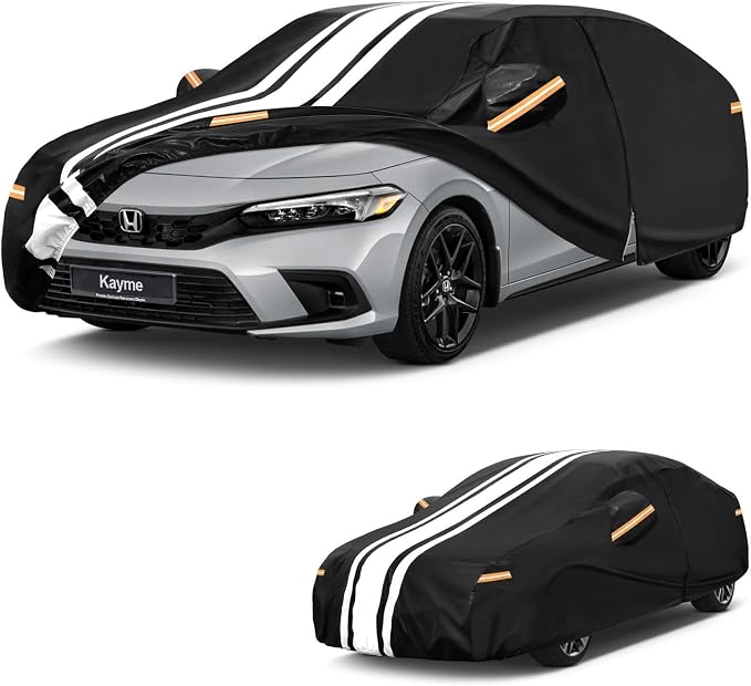 Kayme Heavy Duty Car Cover Custom Fit for Honda Civic Sedan/Coupe (1996-2026), Outdoor Full Exterior Cover with Tape and Towel, Rain Snow Sun UV Protection.
