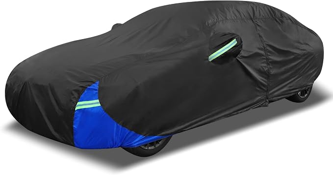 X AUTOHAUX 3XL Car Cover Waterproof Snowproof All Weather for Car Outdoor Full Car Cover Rain Sun Protection Universal Fit for Sedan 186"-193" | Outdoor Full Car Cover Rain Sun Protection Universal Fit for Sedan