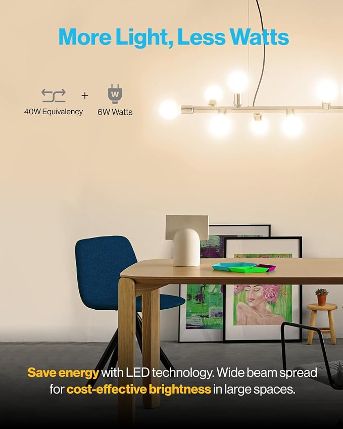 Sunco 24 Pack G25 LED Light Bulbs, Vanity Globe Bathroom Light Bulb, 450 LM, 2700K Soft White, 6W (40W Equivalent), Dimmable Mirror Vanity Decorative Bulb, E26 Base UL.