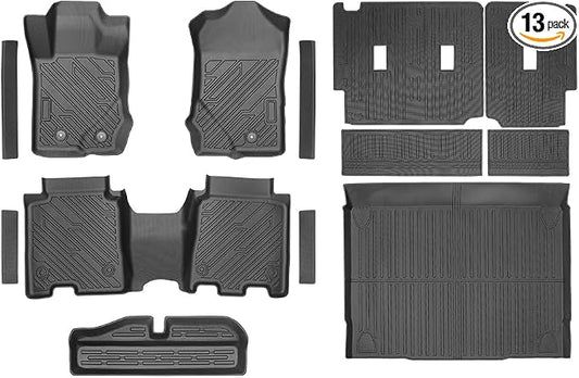13pc Floor Mats & Door Sill Guards for 2021-2025 2026 Ford Bronco 4-Door, All-Weather TPE Liners, Cargo & Backrest Protectors, Lower Storage Mat, Black (Not for Sport/2-Door)