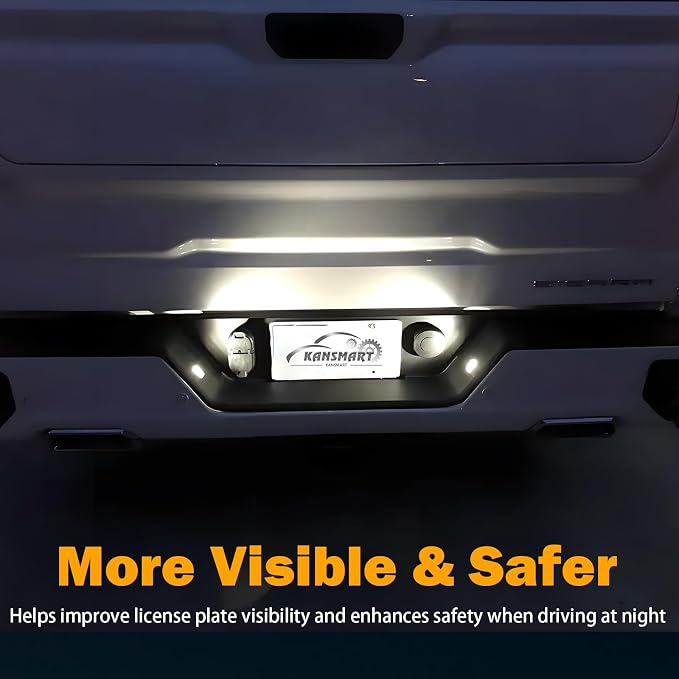 KanSmart LED License Plate Light for Chevy Silverado GMC Sierra 2014-2023 | OE 23251664 23251665, 6000K white, IP65 waterproof, Colorado Canyon pickup tag lamp assembly, 1500 2500HD 3500HD, plug play