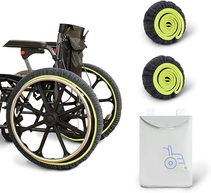 Wheelchair Wheel Covers 2 Pack - Dust proof Floor Protectors, Non-Slip & Silent Rolling Covers for Indoor Use - Fits Most Wheelchair Tires (Blue, 20in)