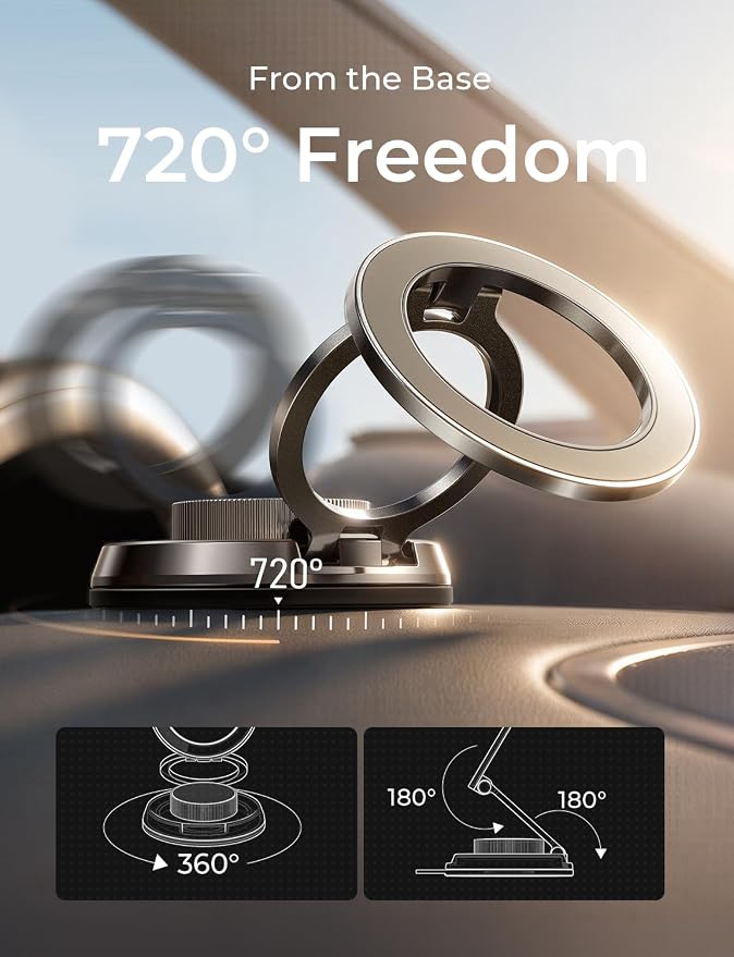 LISEN Suction Phone Mount for Vacuum [All-Metal & Nano Gel 98+LBS Suction] 360 Adjustable Vacuum Magnetic Phone Holder for Car, for Magsafe Car Mount for iPhone 17 Pro Max 16 15 14 13 12 &Dash Covers | [True Military-Grade] Car Phone Holder [Upgraded S...