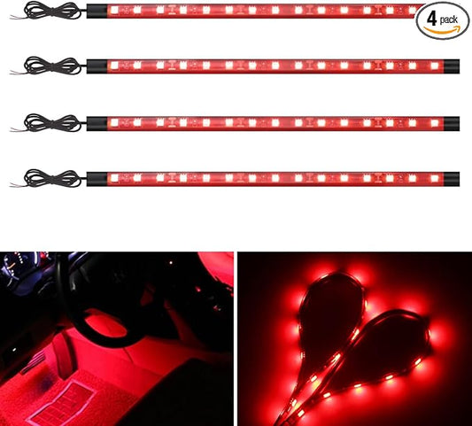 YM E-Bright Car Led Strip Lights for Golf Cart Underglow Motorcycles Marine Boat Kayak Interior Exterior 5050 Chipset 15SMD Waterproof IP67 12V,Red(Pack of 4) | 5050 15SMD LED chip, fits car, golf cart, motorcycle, marine boat & kayak for interior & ex...