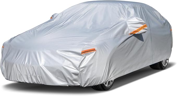 Kayme Sedan Car Cover Waterproof All Weather for Automobiles - See Vehicle Size Chart for Accurate Fit - Outdoor Full Exterior Cover Sun Rain Snow. Civic Corolla Jetta etc. Size A3 (See Size Chart)