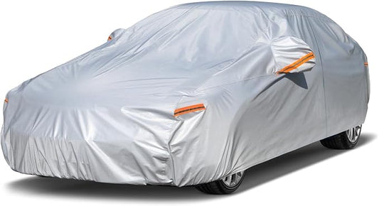 Kayme Sedan Car Cover Waterproof All Weather for Automobiles - See Vehicle Size Chart for Accurate Fit - Outdoor Full Exterior Cover Sun Rain Snow. Civic Corolla Jetta etc. Size A3 (See Size Chart)