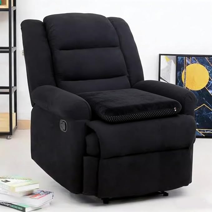 Sigmat Recliner Cushion for Elderly with Memory Foam 22x22x3 Inches Large Square Seat Cushion for Recliner Chair, Floor Pillow, Truck Seat Cushion Black