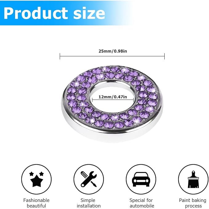 4PCS Bling Inner Car Door Lock Cover Stickers, Rhinestones Pull Rod Bolt Decorations, Crystal Auto Decals for Women Girls, Sparkly Car Door Lock Pin Caps for C Class C200L GLC260 C260L
