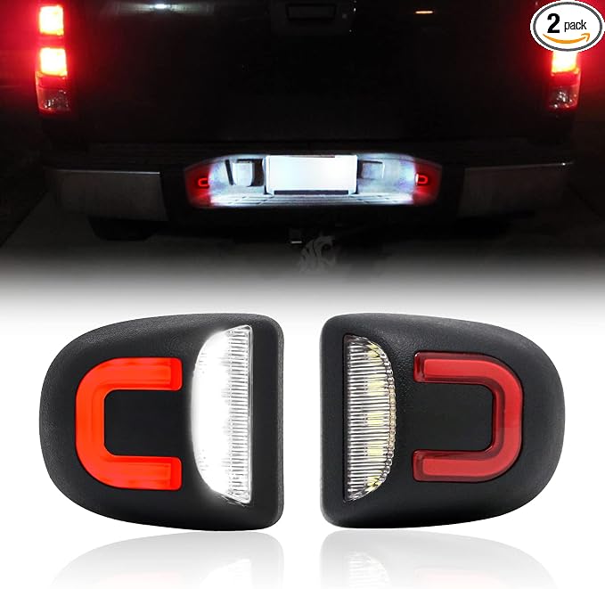 R&F Auto License Plate Lights for Silverado&Sierra 1500 2500 3500 HD | For Avalanche/Tahoe/Suburban/Traverse/Yukon/Yukon XL/Escalade & ESV/EXT Red U-shaped LED Pickup Tag Lamp