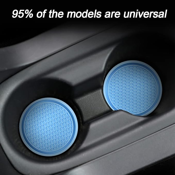 XINLIYA Car Cup Holder Coaster, 4 Pack 2.76 Inch Diameter Non-Slip Universal Insert Coaster, Durable, Suitable for Most Car Interior, Accessory for Women and Men (Blue)