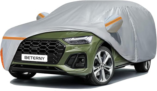 Car Cover for 2009-2026 Audi Q5/SQ5, Waterproof Custom-fit All Weather Sun Rain UV Dust Snow Protection Outdoor Q5 Full Car Cover with Door Zipper and Cotton Lining-Gray