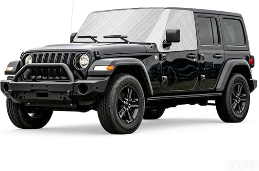 Windshield Sun Shade for 2018-2026 Jeep Wrangler JL, External 5-Layer Reflective Sunshade for 2018-2026 Jeep Wrangler JL