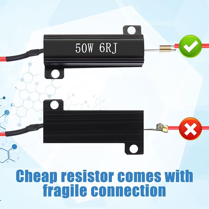 Xuhal 20 Pack 50W 6ohm Load Resistor Turn Signal LED Kit Fix Fast Flash Blink Error Code Flickering Resistor for LED Lights Bulb Headlights Tail Light License Plate DRL(Black)