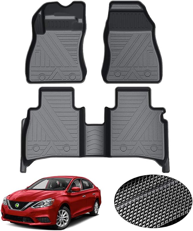 KUST Custom Fit Floor Mats for Nissan Sentra 2014-2019 All Weather Floor Liners 1st and 2nd Row TPE Rubber High Side Non-Slip