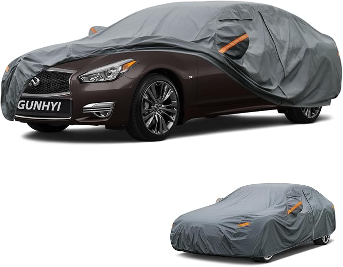GUNHYI Premium Car Cover Custom Fit Infiniti Q70/Q70L, 16 Layers Heavy Duty Car Cover Waterproof All Weather with Zipper Door for Sun Rain Snow Dust Uv Protection
