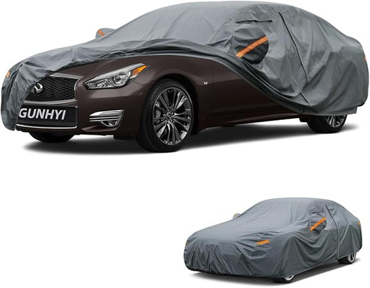 GUNHYI Premium Car Cover Custom Fit Infiniti Q70/Q70L, 16 Layers Heavy Duty Car Cover Waterproof All Weather with Zipper Door for Sun Rain Snow Dust Uv Protection