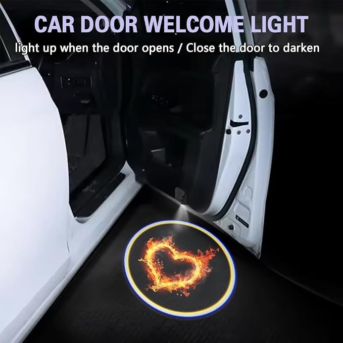 Zufoty 2PCS Car Door Light Projector, Wireless LED Car Door Paste Welcome Courtesy Light, LED Courtesy Ghost Shadow Welcome Lamp, Universal Car Accessories Fits Most Car SUV Truck