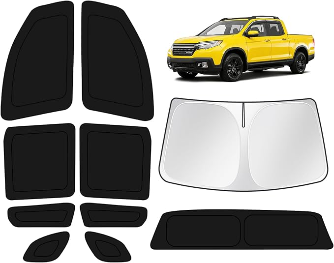 KUST Car Window Shades for Honda Ridgeline RTL 2017-2025 Windshield Sun Shade Side Window Cover UV Block Privacy Protection Accessories for Camping Blackout Rear Back Full Set 10PCS