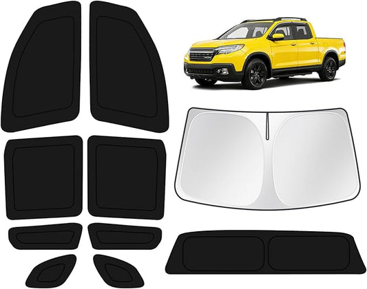 KUST Car Window Shades for Honda Ridgeline RTL 2017-2025 Windshield Sun Shade Side Window Cover UV Block Privacy Protection Accessories for Camping Blackout Rear Back Full Set 10PCS
