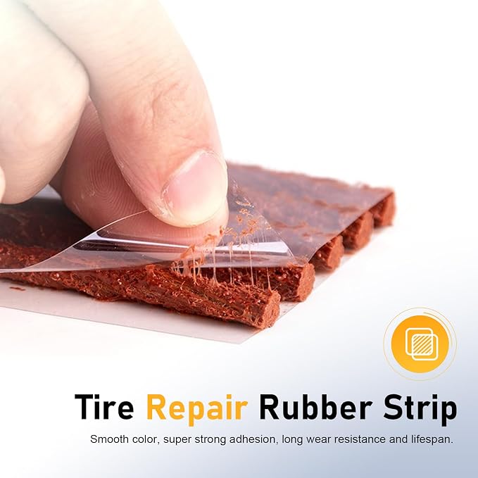 22 PCS Tire Plug Kit, Heavy Duty Tire Patch Kit with 2 T-Handles, 15 Rubber Strings, 5 Bolts, Emergency Tires Puncture Repair Set, Universal for Car, Motorcycle, Truck & Tractor