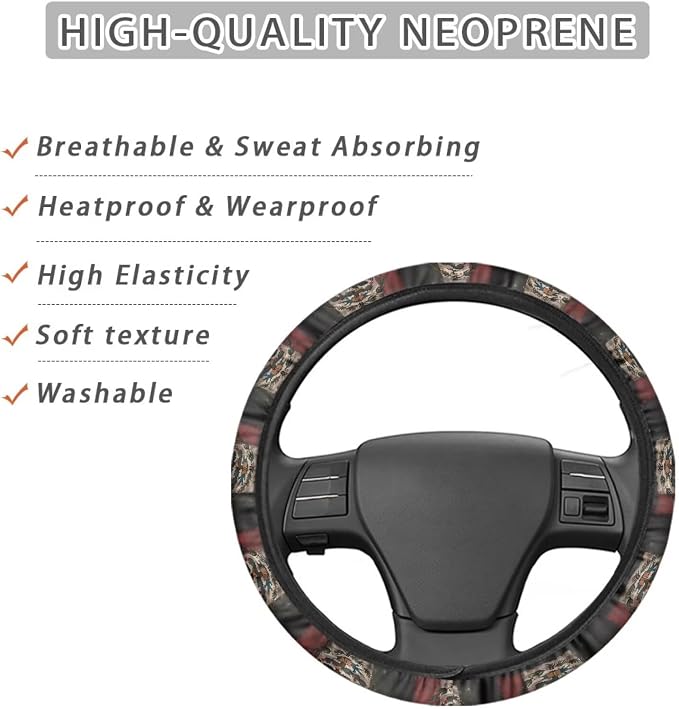 AFPANQZ Mexican Flag Steering Wheel Protection Stretch-on Easy Install | Women Men Car Interior Accessories, Universal 15 Inch Fit Auto, Suvs, Truck