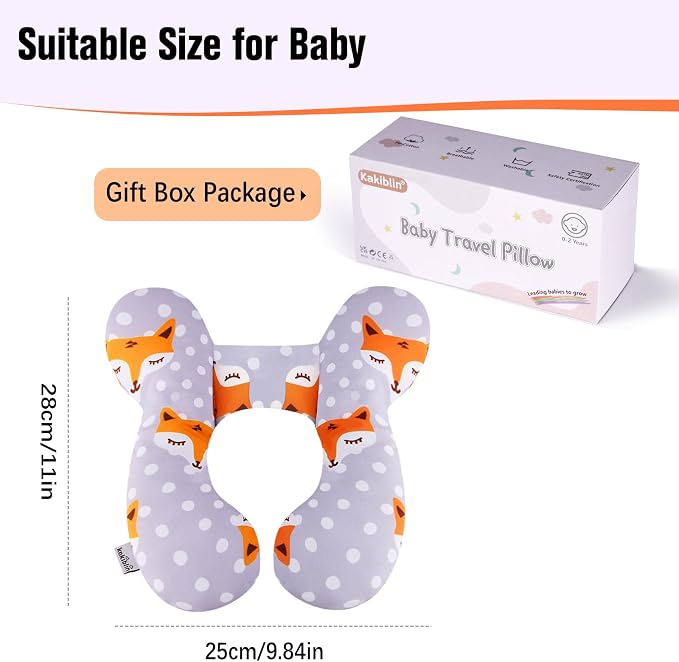 KAKIBLIN Baby Travel Pillow, Upgraded Baby Neck Pillows for Car Seat, Infant Neck Support Pillow for Head and Neck,Newborn Head Support for Car Seat,Pushchair