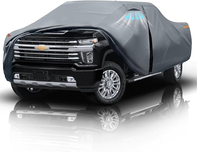Chevrolet Silverado 2500HD Truck Cover Custom Fit 2020-2026 Crew Cab Short Bed(6.8') with Door Zipper, 10 Layers Outdoor Heavy Pickup Truck Cover Waterproof All Weather, Wind Sun Protector.