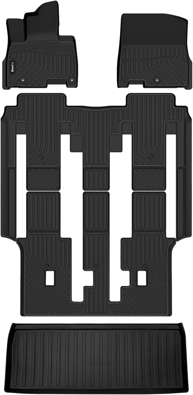 HAFIDI® Floor Mats & Cargo Liner Set Fit for 2022-2026 Kia Carnival MPV 8 Seats, Fit for LX/LXS/EX/SX/LX (Not for Prestige & Hybrid) TPE Car Full Set Floor Liners Custom Accessories - Black