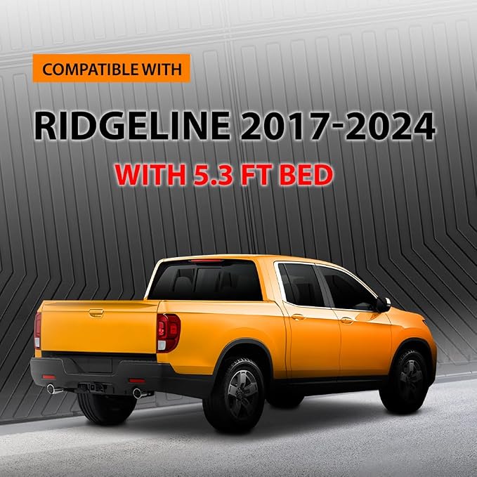 G-PLUS Truck Bed Mat Fit Honda Ridgeline 2017-2024 w/5.3FT (64.0 in) | All Weather Protection,Non-Slip,Custom Fit Floor Cargo Liner,TPE Full Coverage,Black