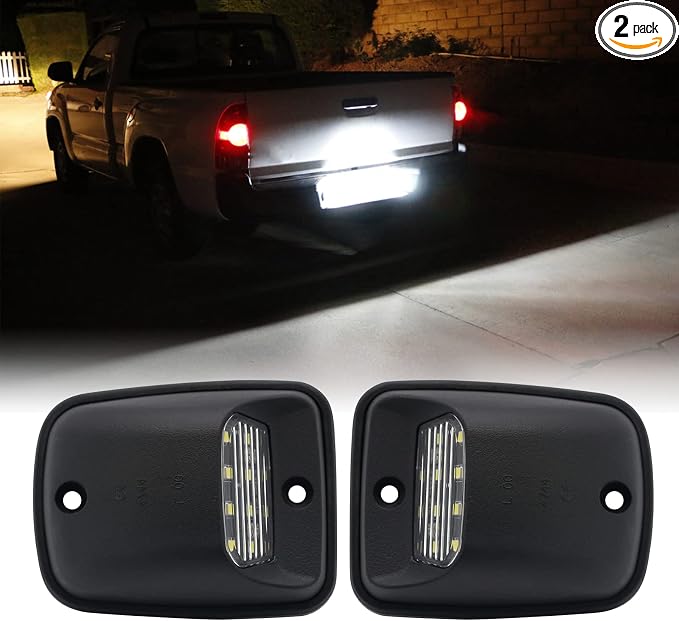 R&F Auto 12-SMD LED License Plate Light Replacement for Tacoma 1995-2004 Pickup Truck 6000K Error Free Xenon Pure White Tag Lamp Assembly Rear Running Lamps Clear Lens