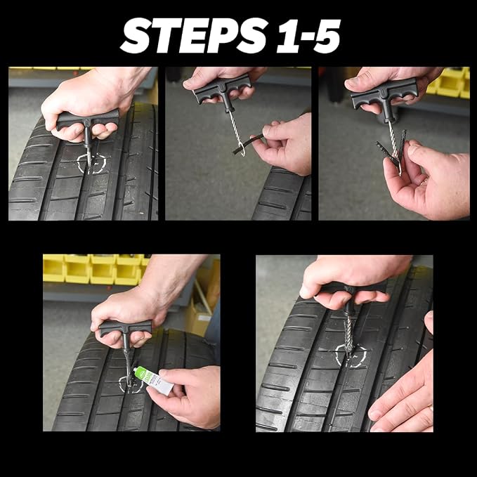 Slime 20252 Tire Repair Plugs Strings, ACT, Mowers, Wheelbarrows, 7-ply, 4in, 5 Count