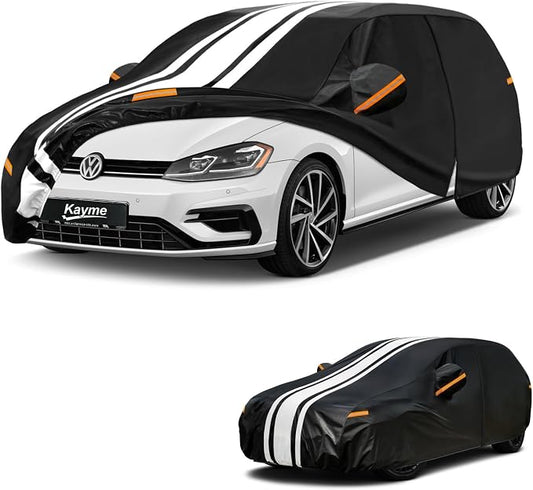 Kayme Heavy Duty Car Cover Custom Fit for Volkswagen vw Golf (2003-2026) Waterproof All Weather for Automobiles, Gift with Tape/Towel, Outdoor Full Exterior Cover Rain Snow Sun UV Protection.