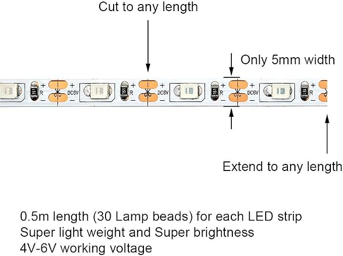 LED Light Strip for RC Fixed Wing Airplane Flying Wing Plane AR Wing Drone Model Car Truck (White)