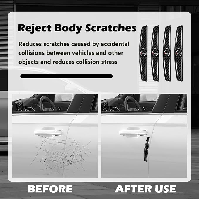 4PCS Carbon Fiber Car Door Protector Edge Guards,Thicker Door Guard for Cars Provides Impact and Anti-Scratch Protection,Universal Self-Adhesive Doors Protectors for Vehicles (Sport)