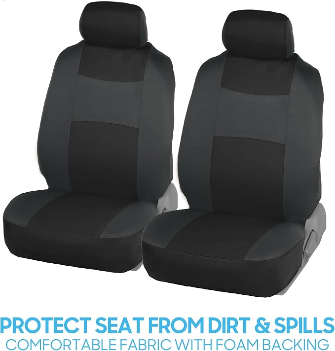 BDK PolyPro Car Seat Covers Full Set in Reverse Charcoal, Front and Rear Split Bench Seat Covers for Cars, Easy to Install Car Seats Cover Set and Accessories for Auto Trucks SUV - Reverse Charcoal