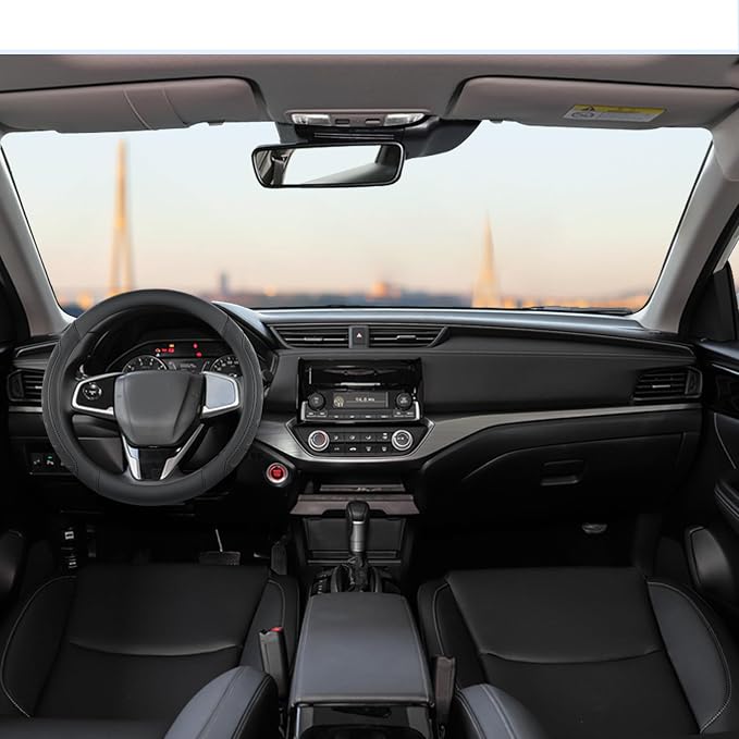 GIANT PANDA Microfiber Leather Steering Wheel Cover for Honda Accord,Civic,CR-V,HR-V,Pilot(Black-Standard Size)