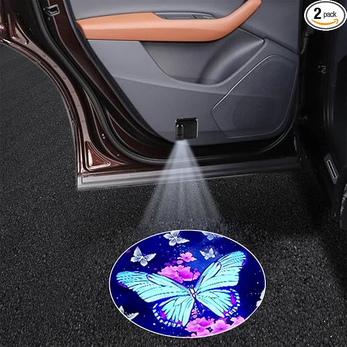 2PCS No Fade Car Door Lights,Butterfly Door Lights Logo Projector LED Shadow Light Welcome Lamp,Car Accessories Butterfly Gifts for Women,Suitable for All Brands Vehicles Motorcycle