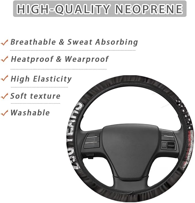 AFPANQZ Auto Steering Wheel Covers Comfort Anti-Slip Safety Stretch-on 14-15 inch, American 250 Years Print Easy Fix Machine Washable Steering Wheel Protection