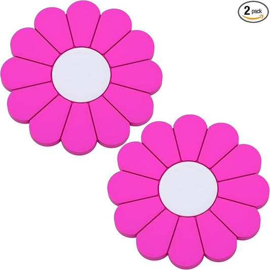 2-Pack Car Cup Holder Coaster Inserts, Daisy Shape, 2.75 Inch Non-Slip Silicone Cup Holder Insert, Universal Non-Slip Cup Holders, Car Accessories Interior for Women and Man (Rose Red)