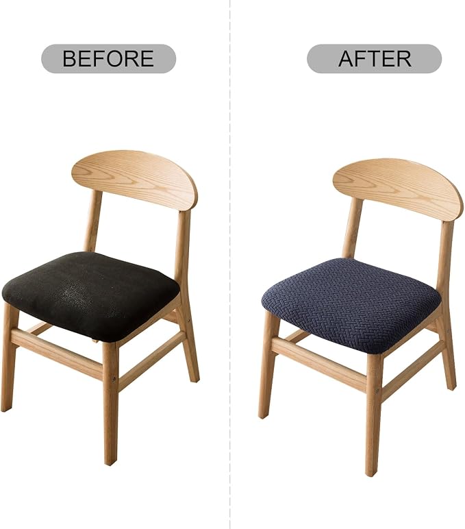 Genina Seat Covers for Dining Room Chair Seat Slipcovers Kitchen Chair Covers (Navy Blue, 2 Pcs)