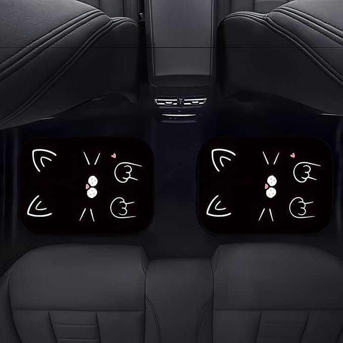 Universal Fit Car Floor Mats Set of 4Pcs, Cute Cartoon Cat All-Weather Front Rear Car Carpet Mats, Non-Slip Car Floor Mat Car Accessories for Automotive Trucks SUV Sedans Vans