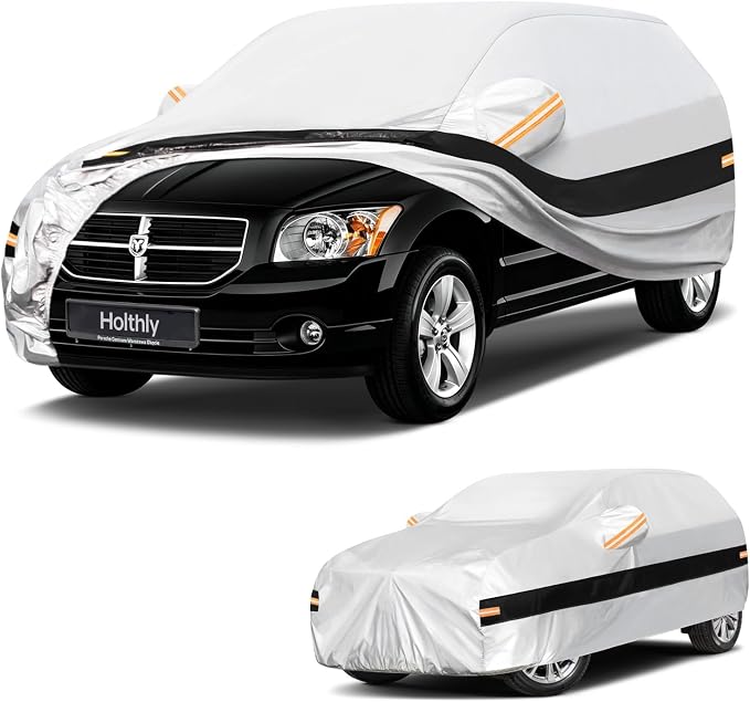 10 Layers SUV Car Cover Custom Fit for Dodge Caliber (2006-2011), Waterproof All Weather for Automobiles, Outdoor Full Cover Sun Dust Rain Protection with Cotton. Silver