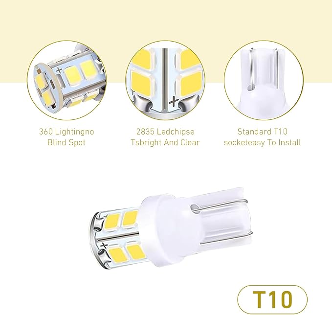 24PCS Car Interior LED Lights Kit Set, T10 31mm 42mm LED Interior Replacement Bulbs, Blue Interior Cars Light, for Dome Map License Plate Bulbs Door Side Marker Cornering (White)