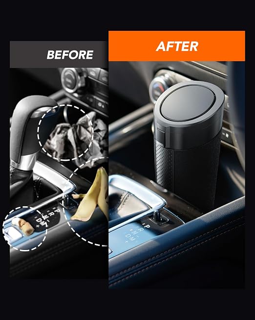 Car Trash Can Bin with Lid, Leakproof Garbage Can, Mini Cup Holder Trash Can for Car, Small Side Door Trash Can with with 80 Attached Trash Bags (2, B)